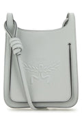 Mcm Woman Light Grey Leather Mini Himmel Hobo Crossbody Bag