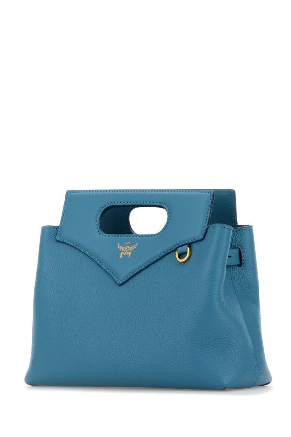Mcm Woman Turquoise Leather Mini Soft Diamond Handbag