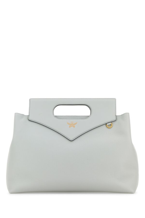 Mcm Woman Light Grey Leather Large Soft Diamond Handbag