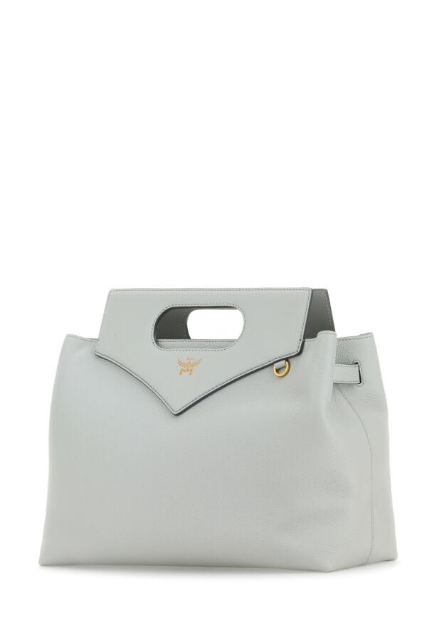 Mcm Woman Light Grey Leather Large Soft Diamond Handbag
