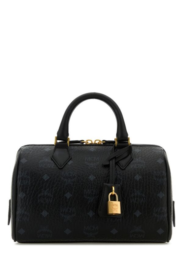 Mcm Woman Printed Canvas Small Ella Boston Handbag
