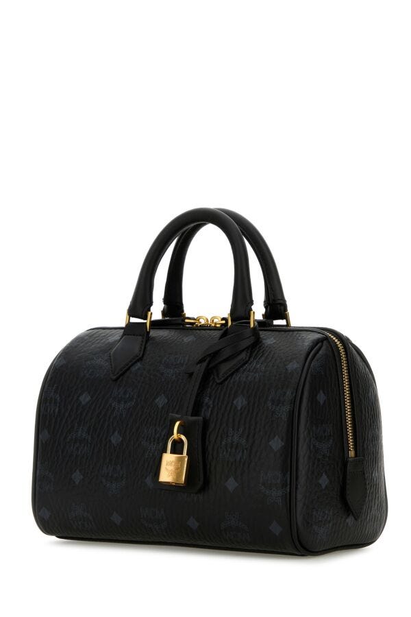 Mcm Woman Printed Canvas Small Ella Boston Handbag