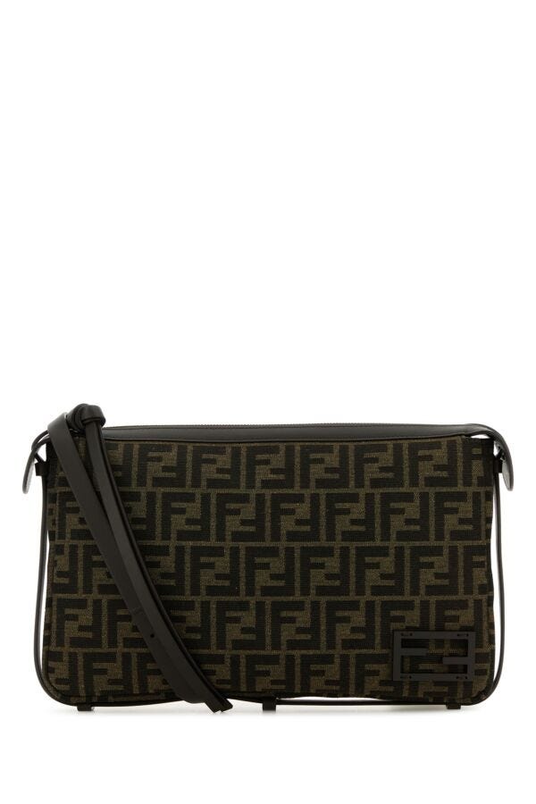 Fendi Woman Embroidered Jacquard Medium Simply Fendi Shoulder Bag