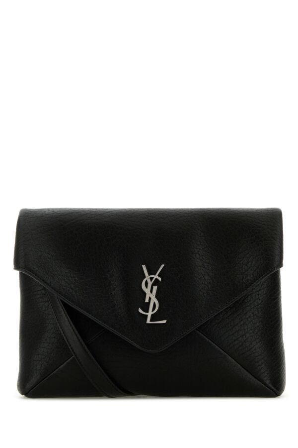 Saint Laurent Man Black Leather Cassandra Clutch