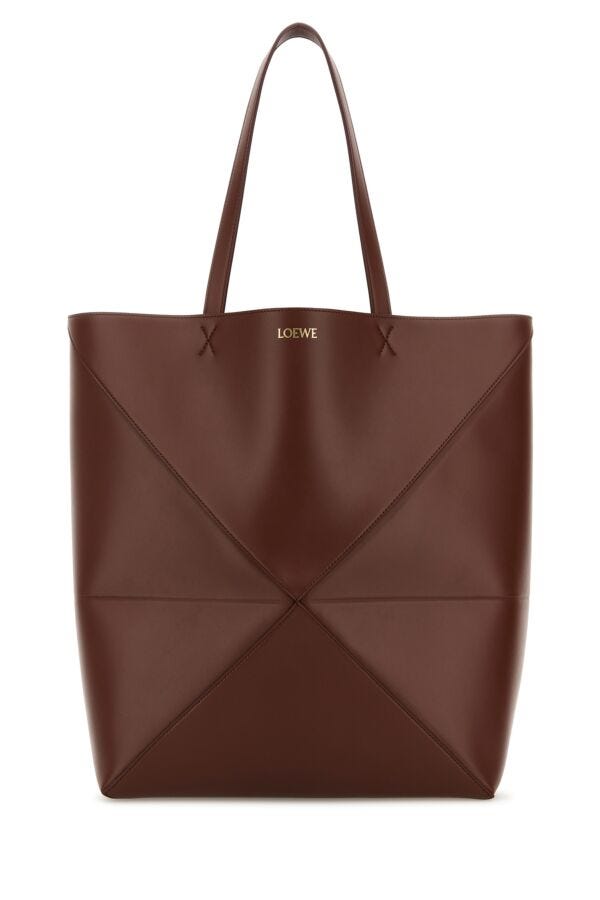Loewe Man Brown Leather Large Puzzle Fold Shopping Bag