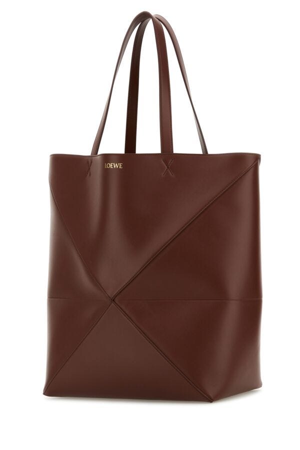 Loewe Man Brown Leather Large Puzzle Fold Shopping Bag