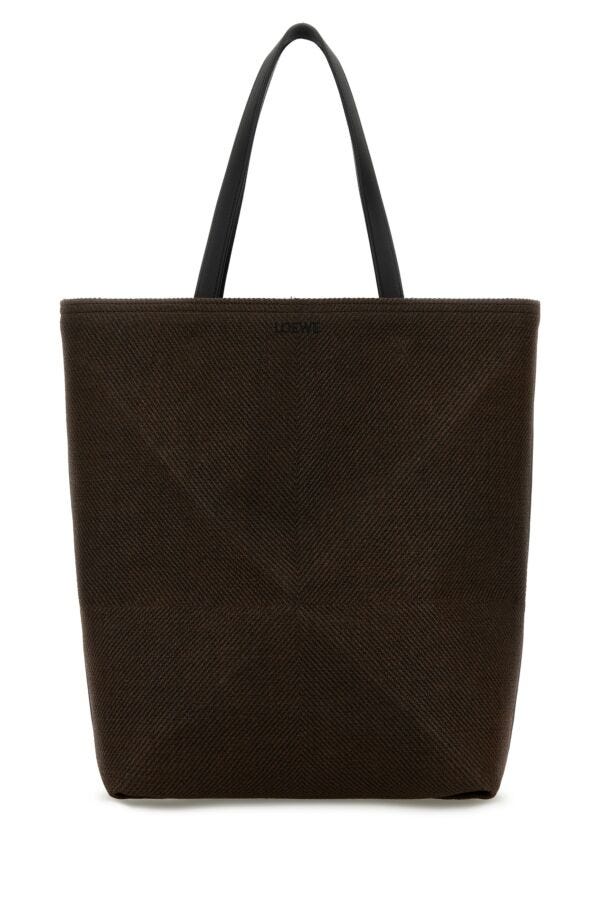 Loewe Man Dark Brown Canvas Large Puzzle Fold Shopping Bag