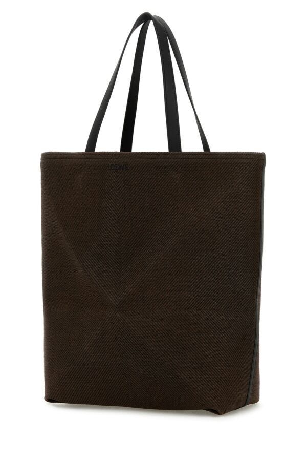 Loewe Man Dark Brown Canvas Large Puzzle Fold Shopping Bag