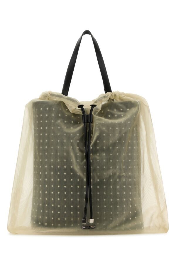 Alexander Mcqueen Woman Two-Tone Leather And Tulle Nebula Shopping Bag