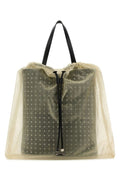 Alexander Mcqueen Woman Two-Tone Leather And Tulle Nebula Shopping Bag