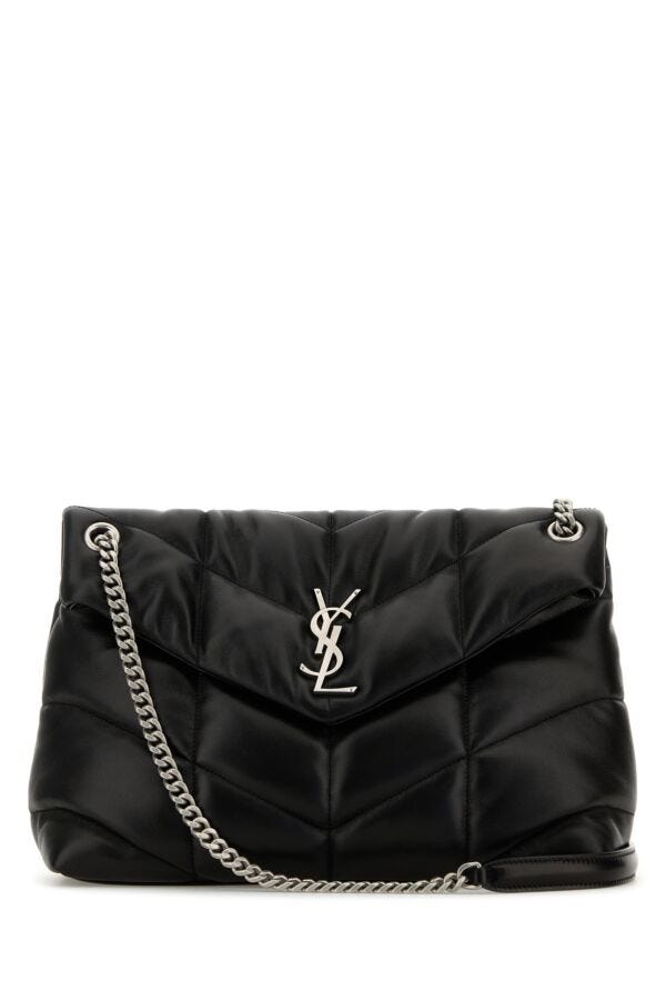 Saint Laurent Woman Black Nappa Leather Medium Puffer Shoulder Bag