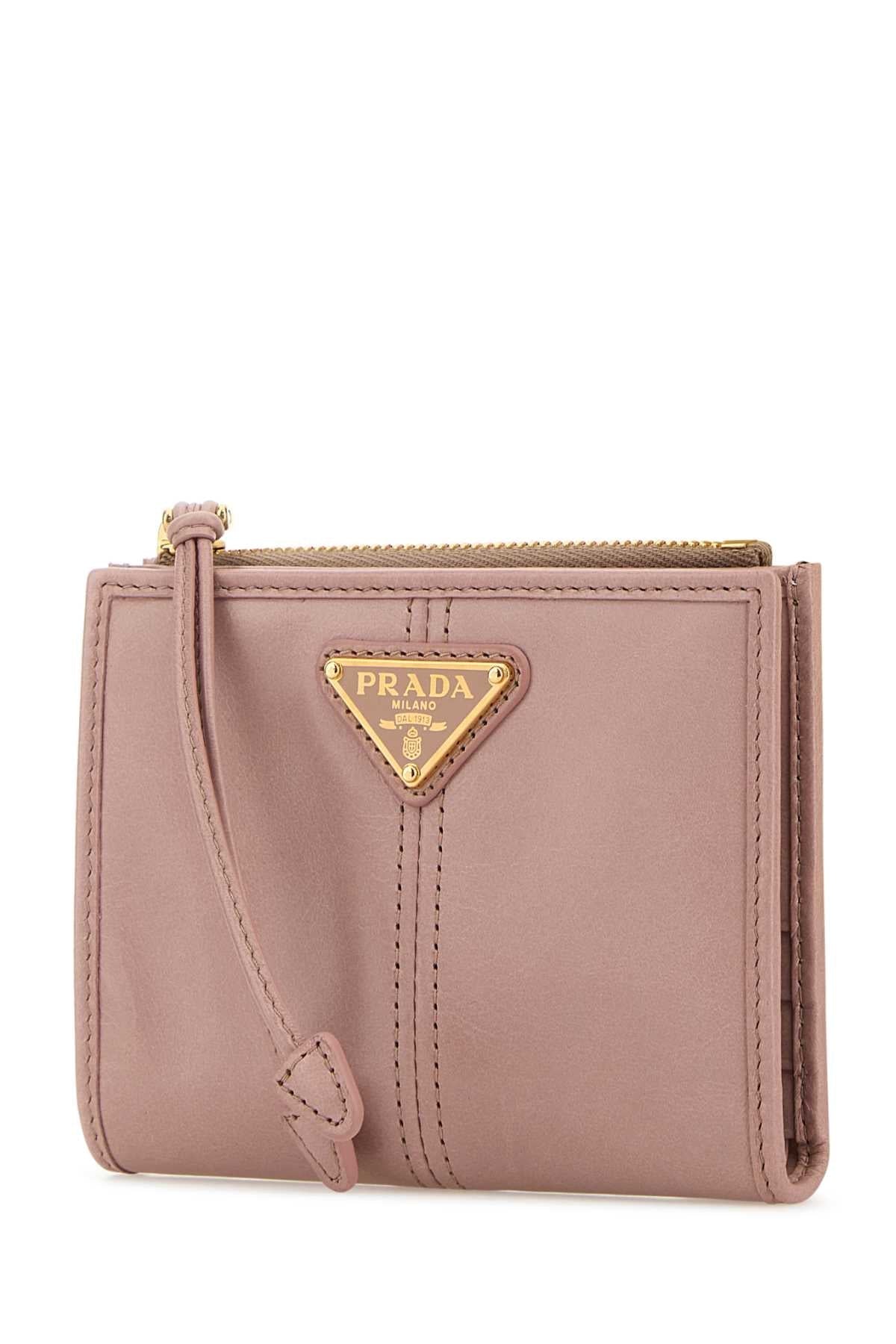 PRADA Mini Leather Wallet with Golden Finishing