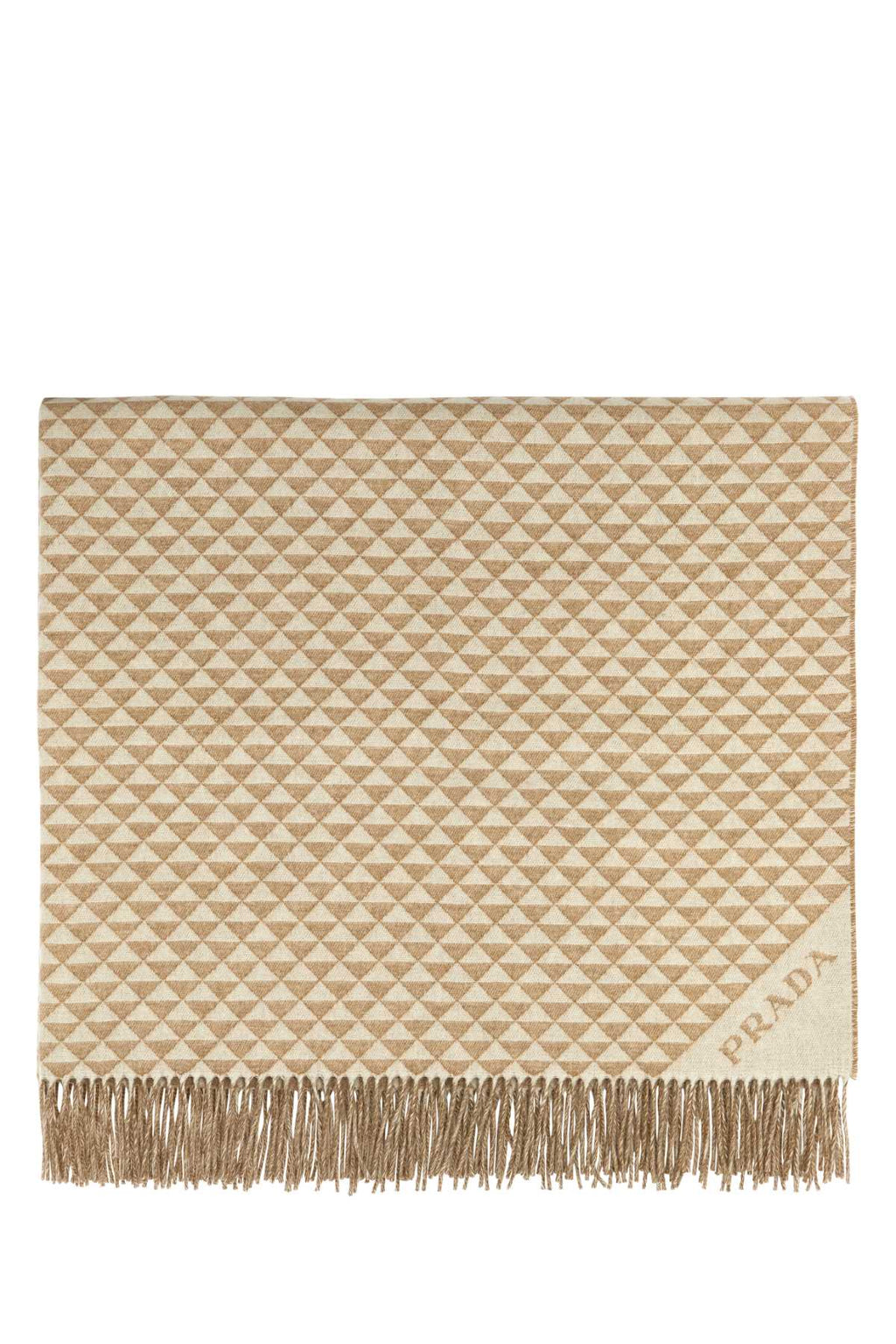 PRADA Embroidered Wool Blend Symbole Double Blanket (135 cm x 185 cm)