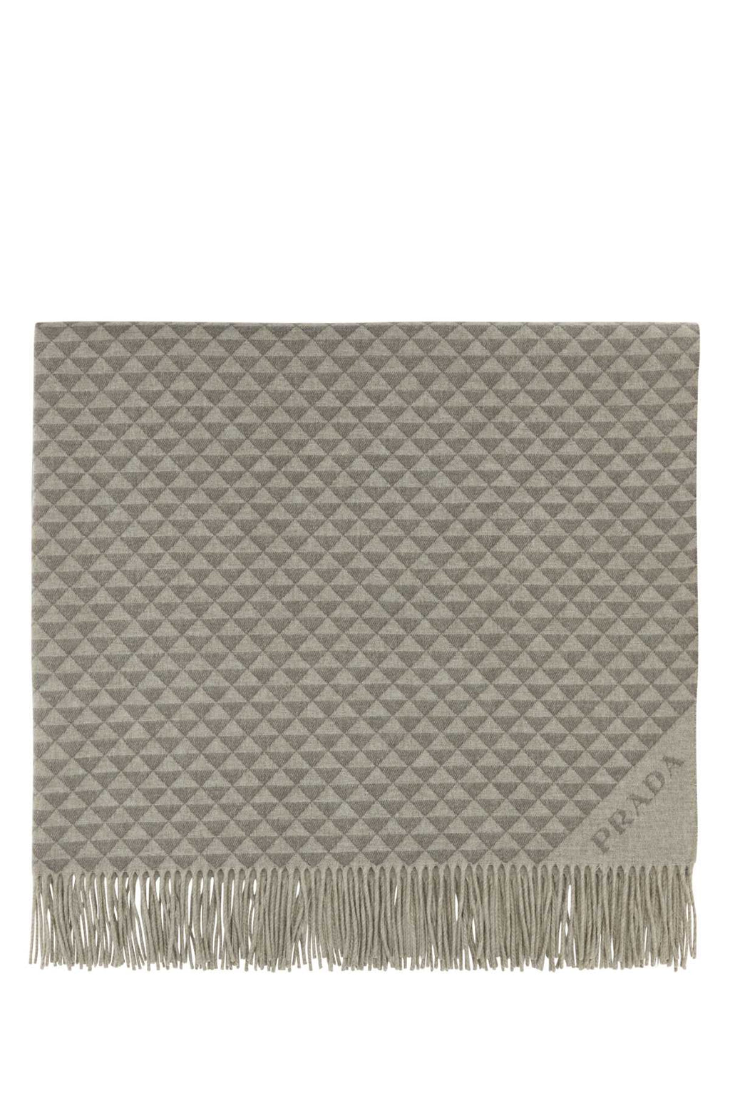 PRADA Embroidered Wool Blend Symbole Double Blanket - 135 cm x 185 cm
