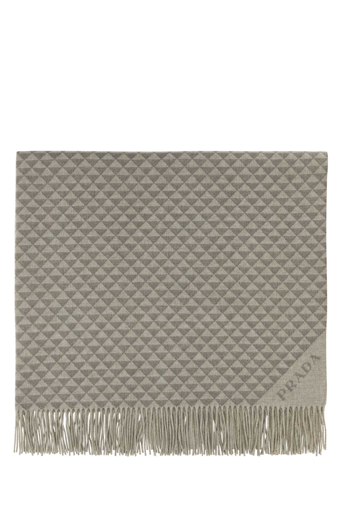 PRADA Embroidered Wool Blend Symbole Double Blanket - 135 cm x 185 cm