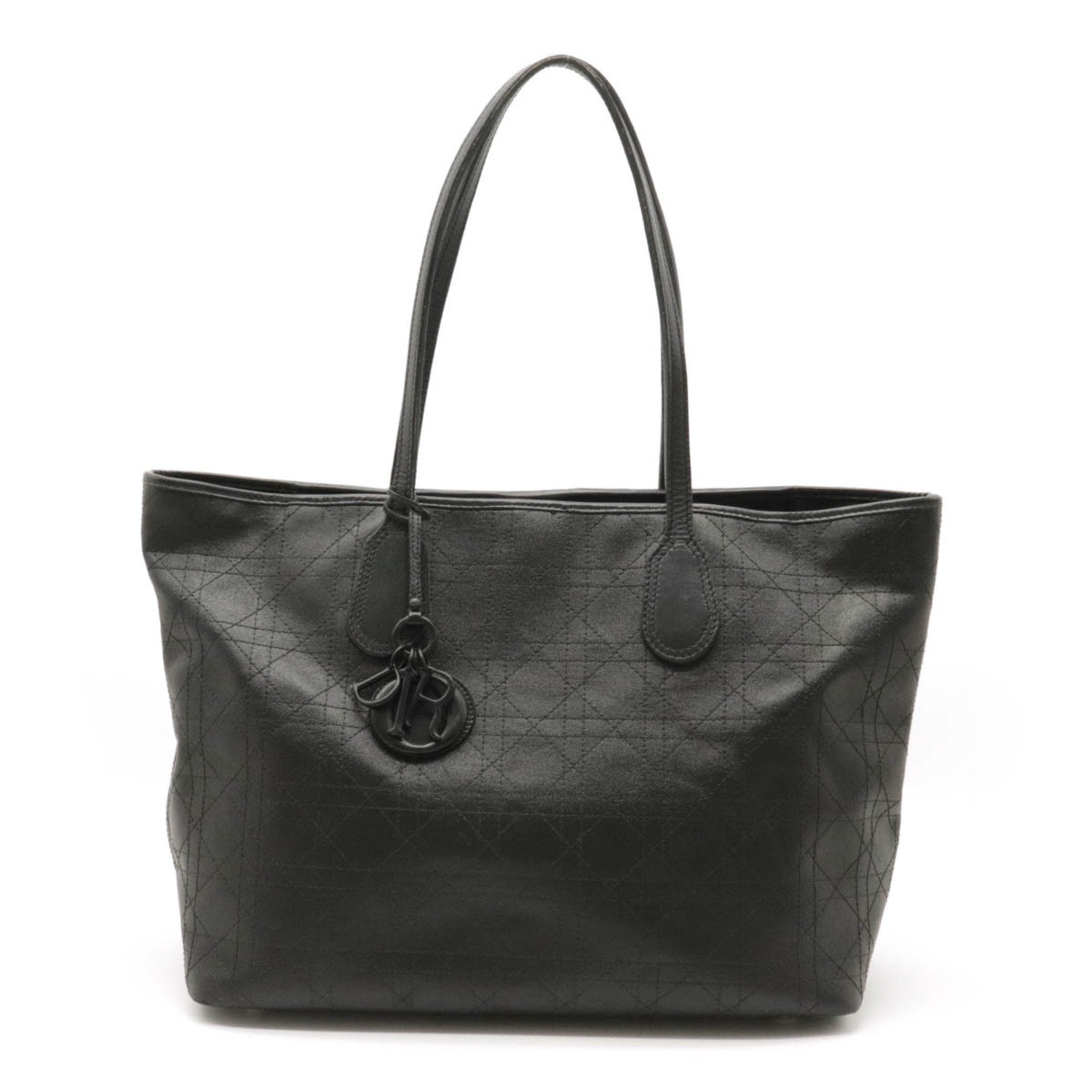 BagsChristian Dior Christian Lady Cannage Pana Tote Bag Coated Canvas Leather Black
