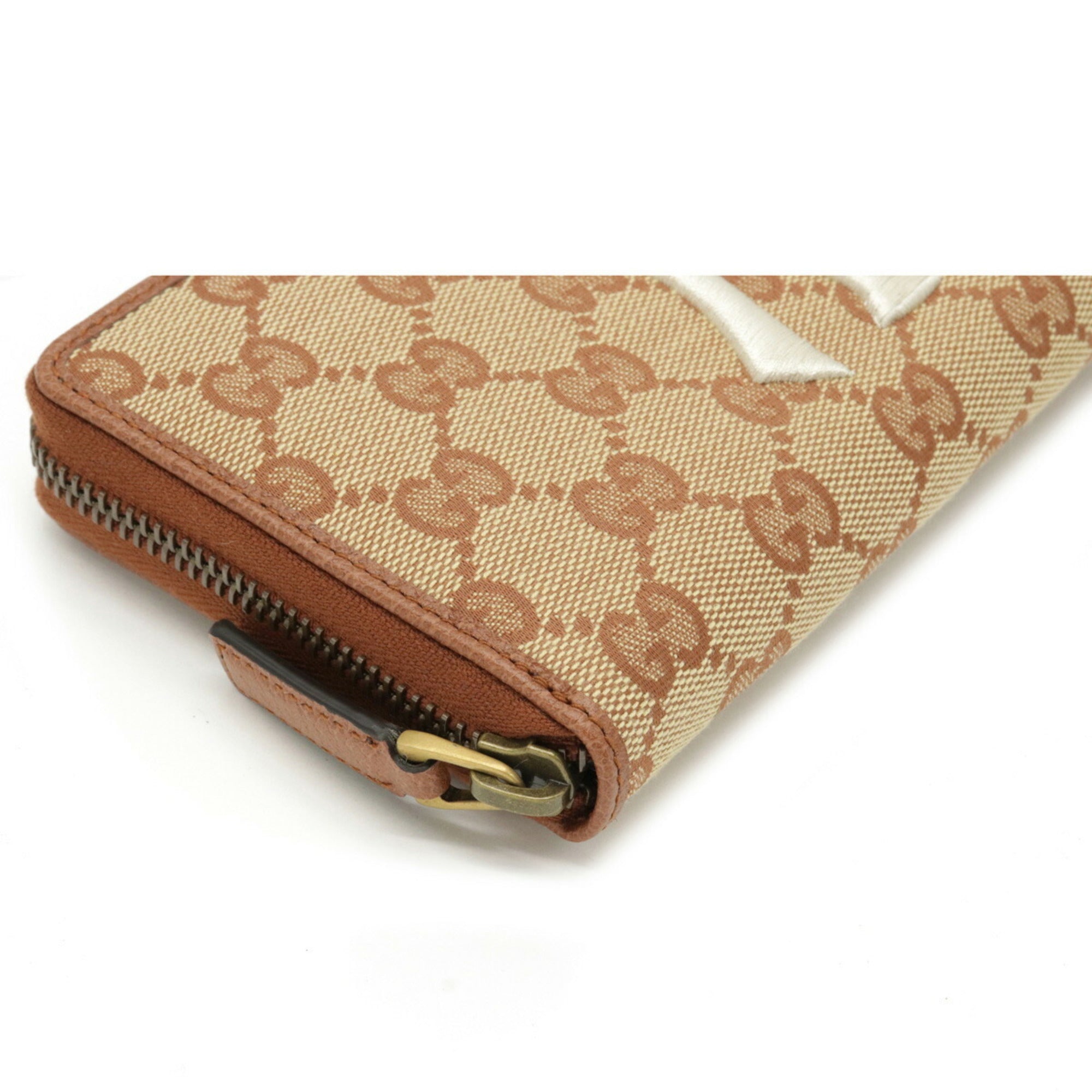 Canvas NY Yankees Model MLB Major League Collaboration Round Long Wallet Khaki Beige Brick Red 547791