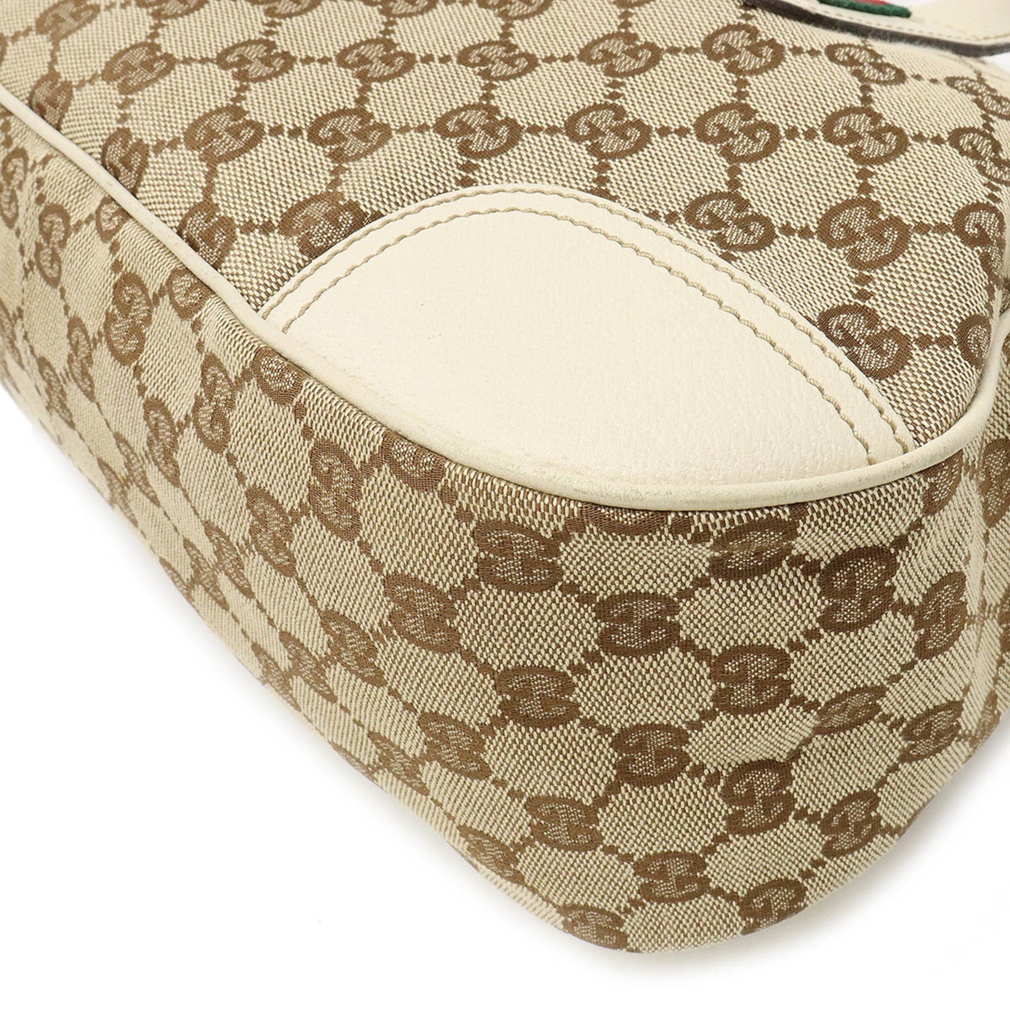 GUCCI GG Canvas Princey Sherry Line Handbag Shoulder Bag Leather Beige Ivory