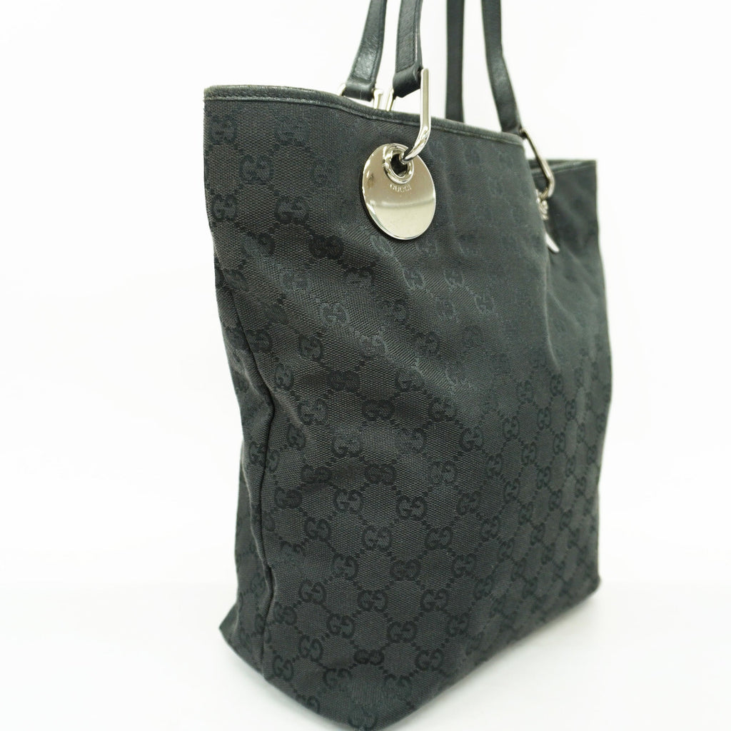 GUCCI  GG Canvas120836 Women's Leather Handbag,Tote Bag Black
