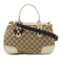GUCCI GG Canvas Princey Sherry Line Handbag Shoulder Bag Leather Beige Ivory