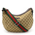 GUCCI GG Canvas Sherry Line Shoulder Bag Leather Khaki Beige Brown Dark Green Red
