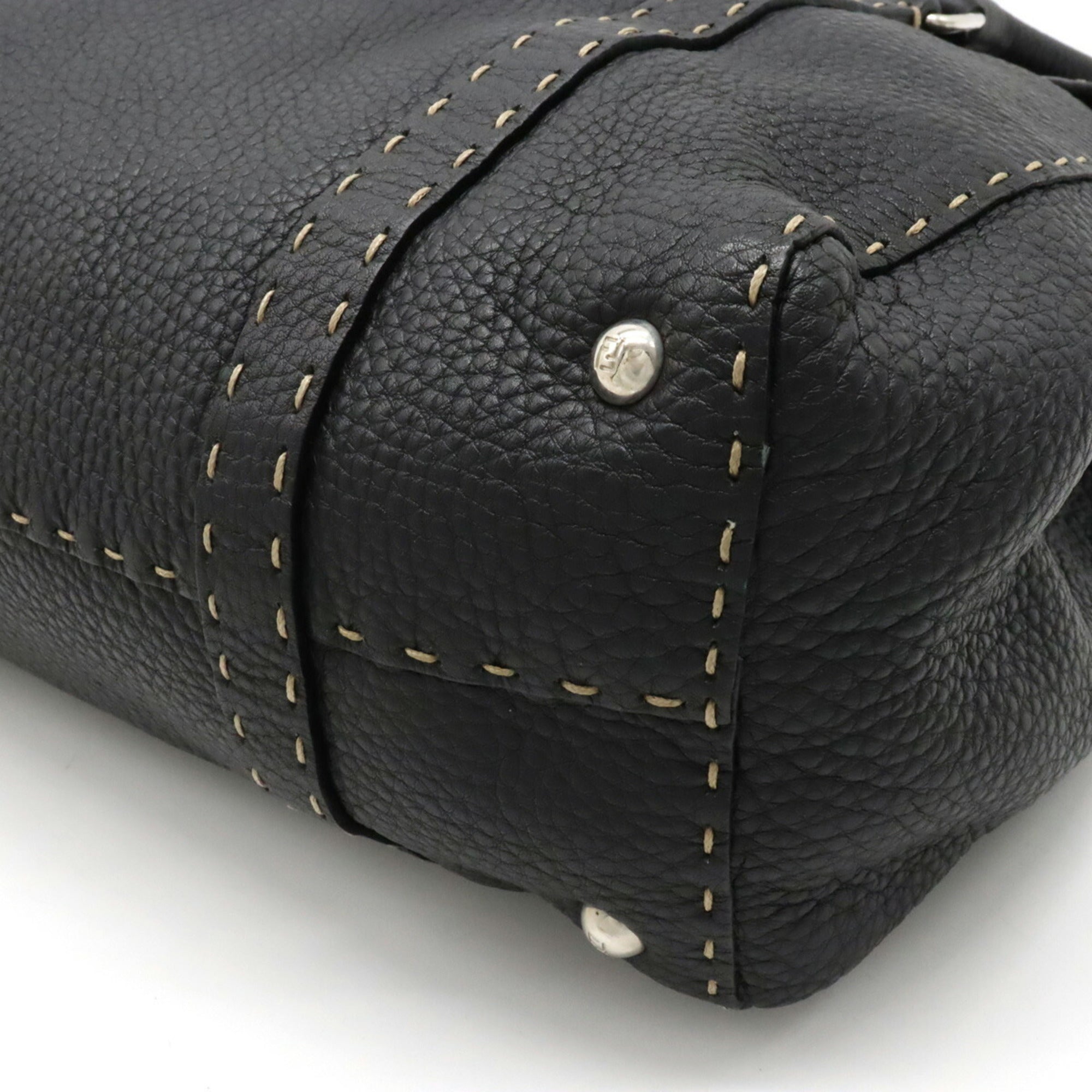 FENDI Selleria tote bag shoulder leather black 8BR388