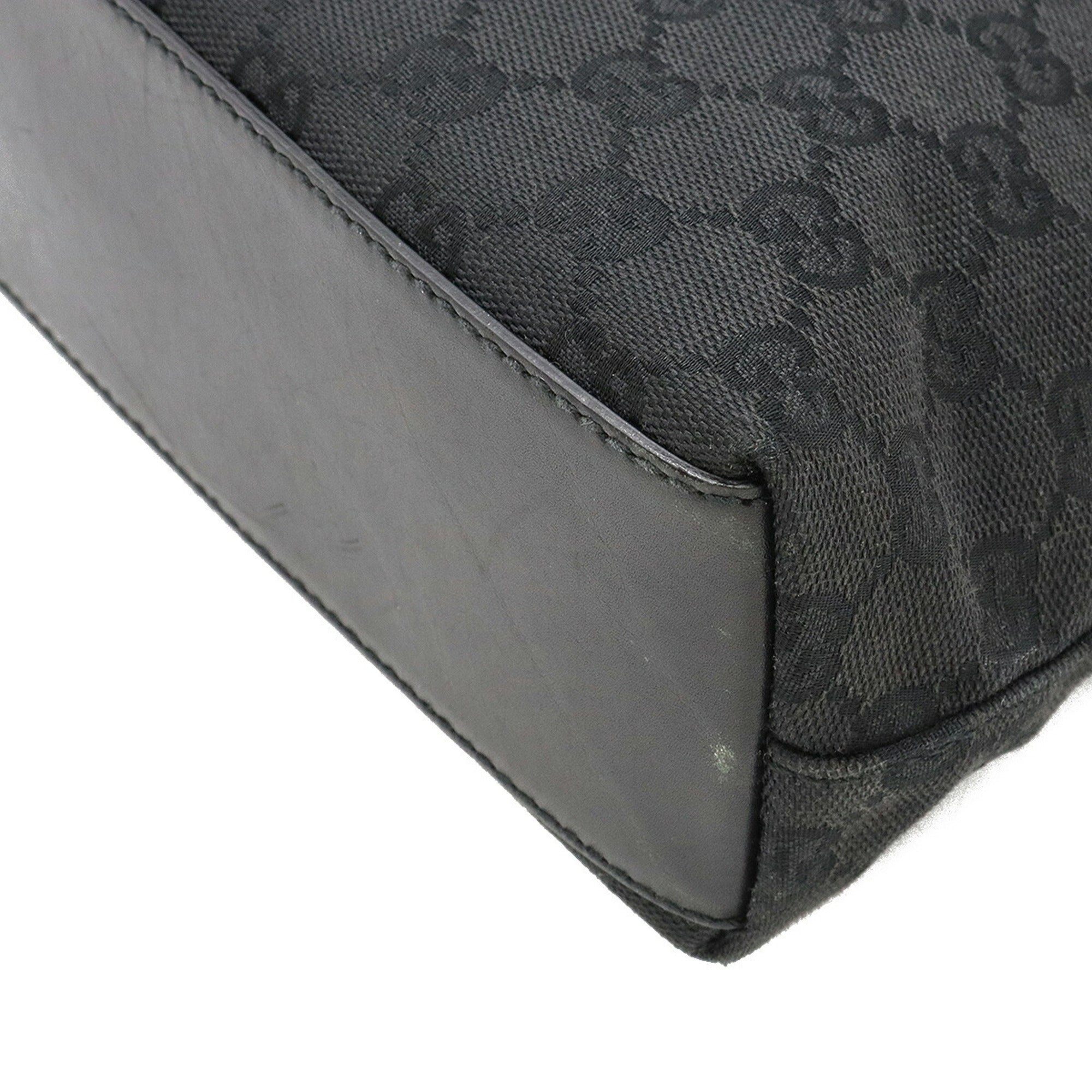 GUCCI GG Canvas New Jackie Shoulder Bag Leather Black