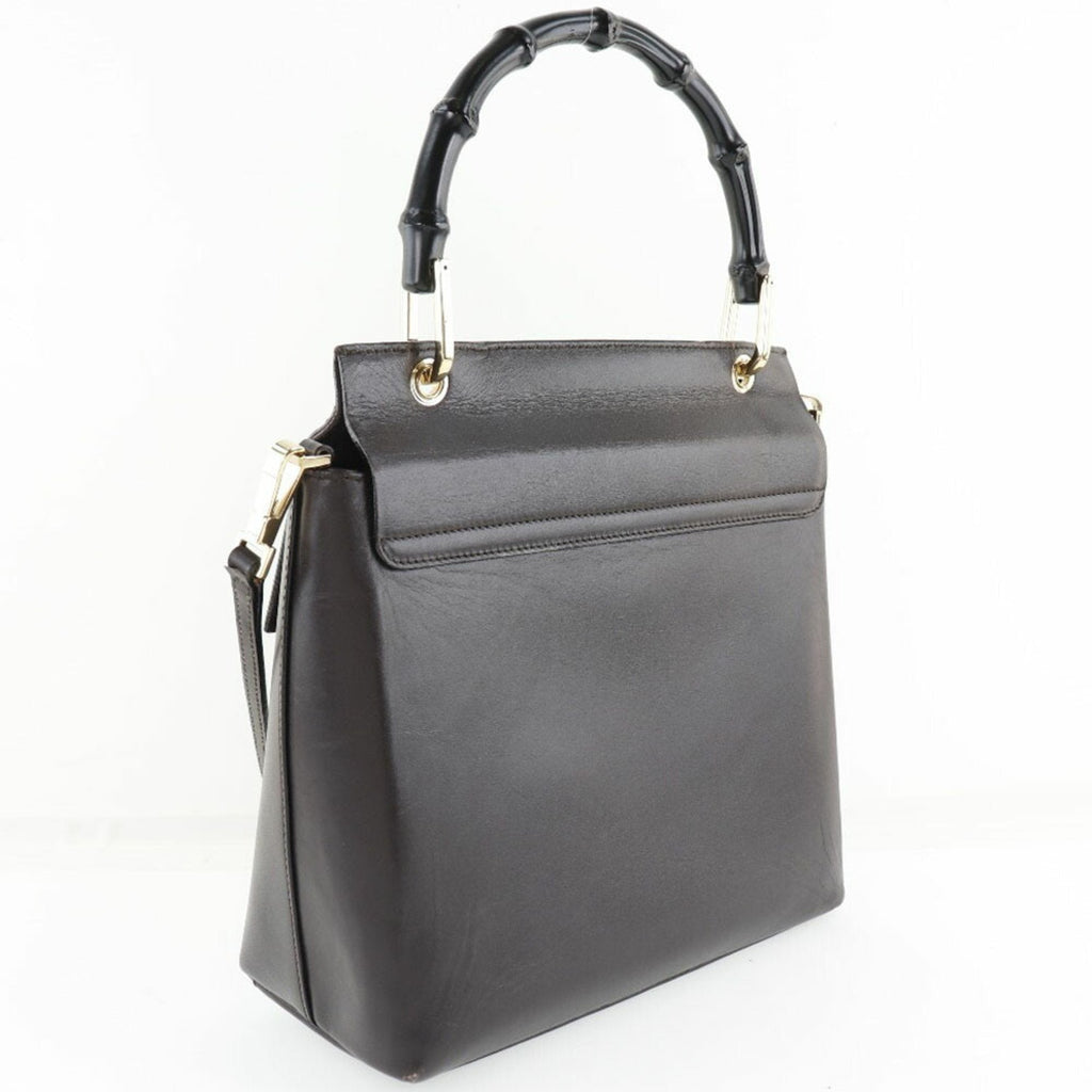 Gucci Bamboo 2WAY Shoulder 001 1887 Calf Brown Ladies Handbag