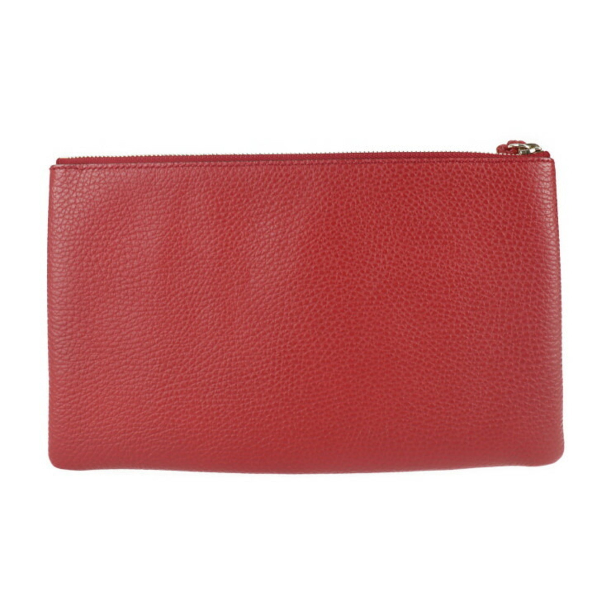 Gucci Bamboo Clutch Bag 449652 Leather Red Tassel Second