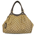GUCCI  Sukey 211944 Women's GG Canvas,Leather Handbag Beige,Brown