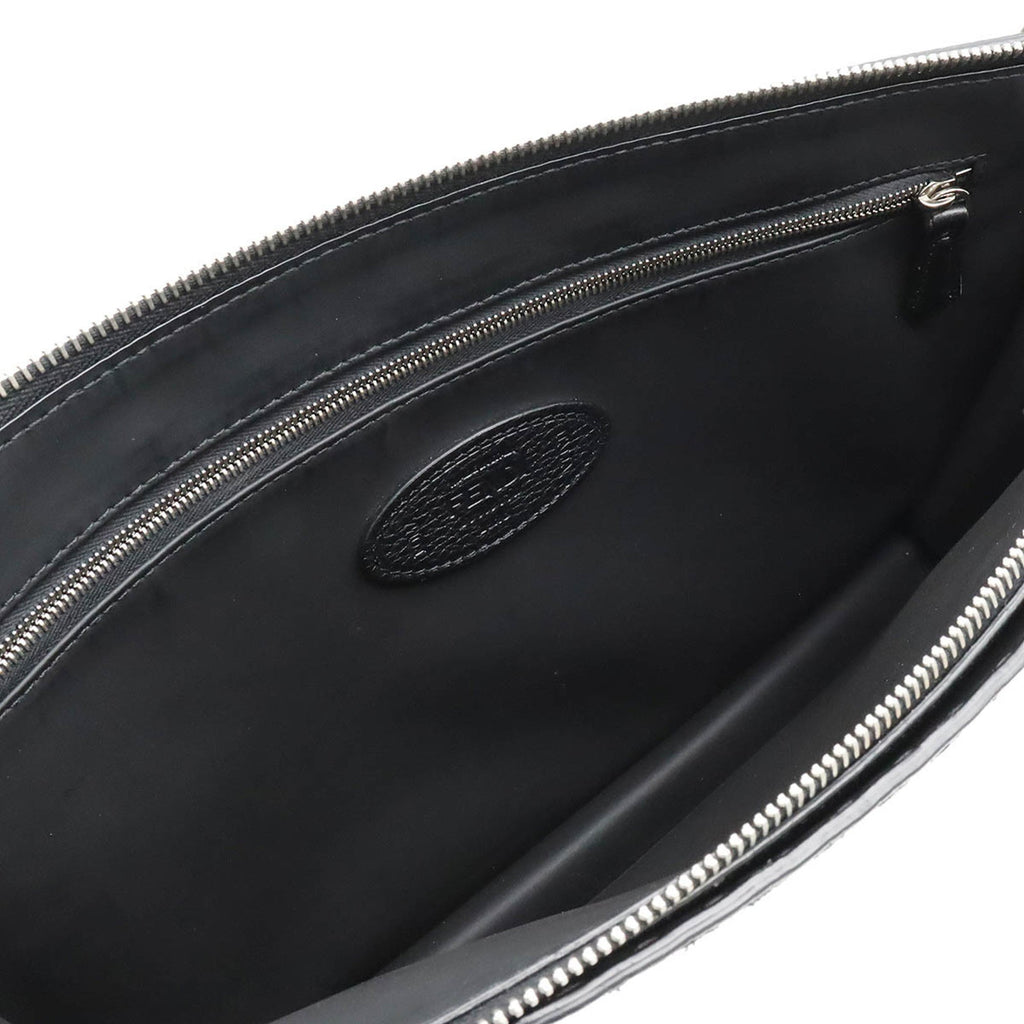 FENDI Selleria Stitch FF Clutch Bag bag Leather Black 7V99