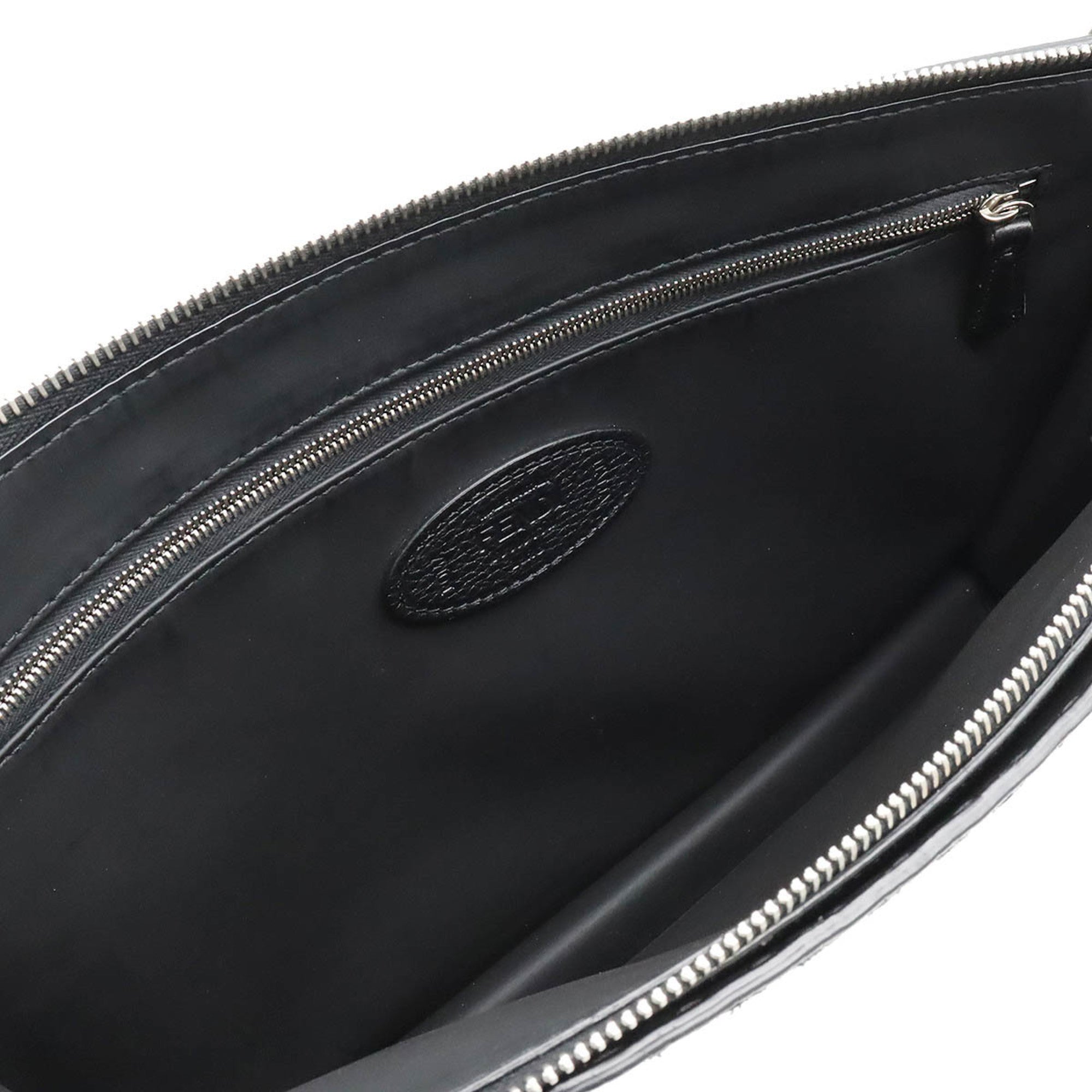 FENDI Selleria Stitch FF Clutch Bag bag Leather Black 7V99