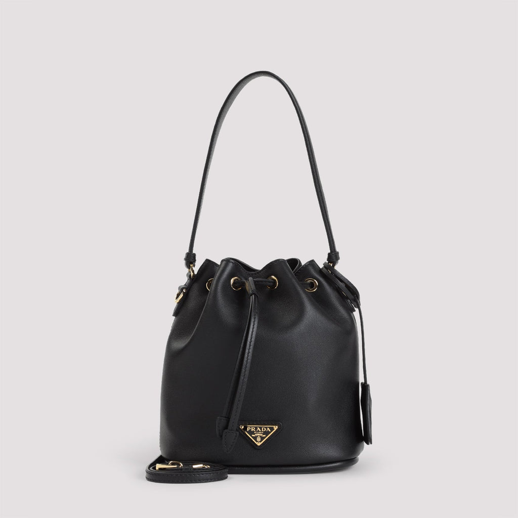 PRADA Soft Grain Bucket Handbag - L:16cm H:20cm D:12cm