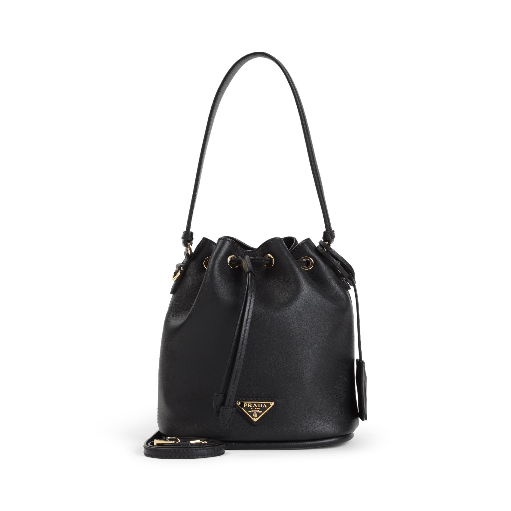 PRADA Soft Grain Bucket Handbag - L:16cm H:20cm D:12cm