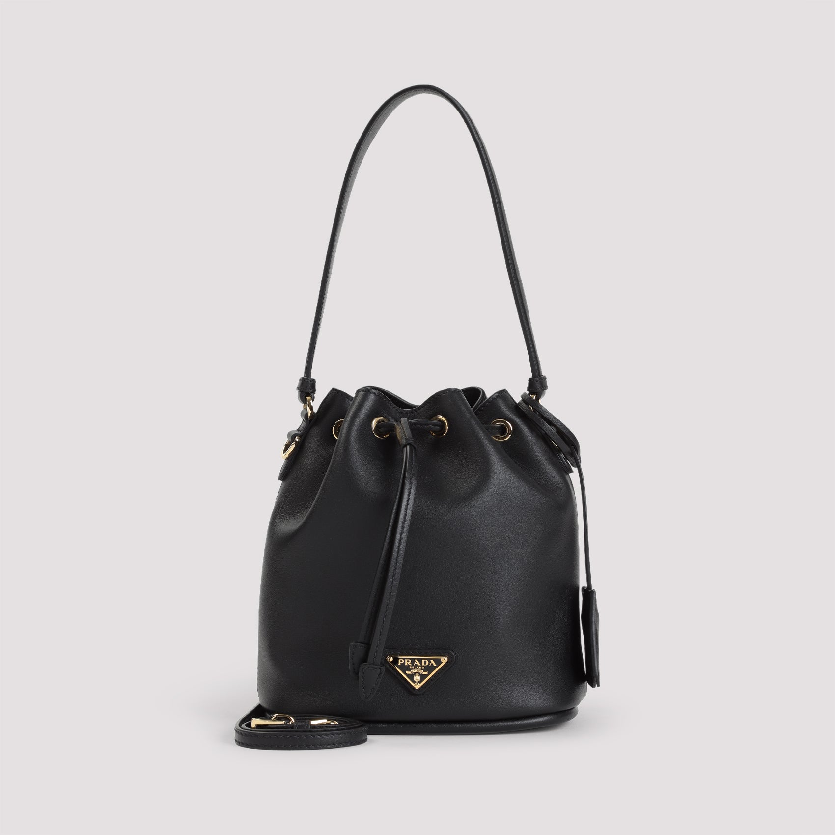 PRADA Soft Grain Bucket Handbag - L:16cm H:20cm D:12cm