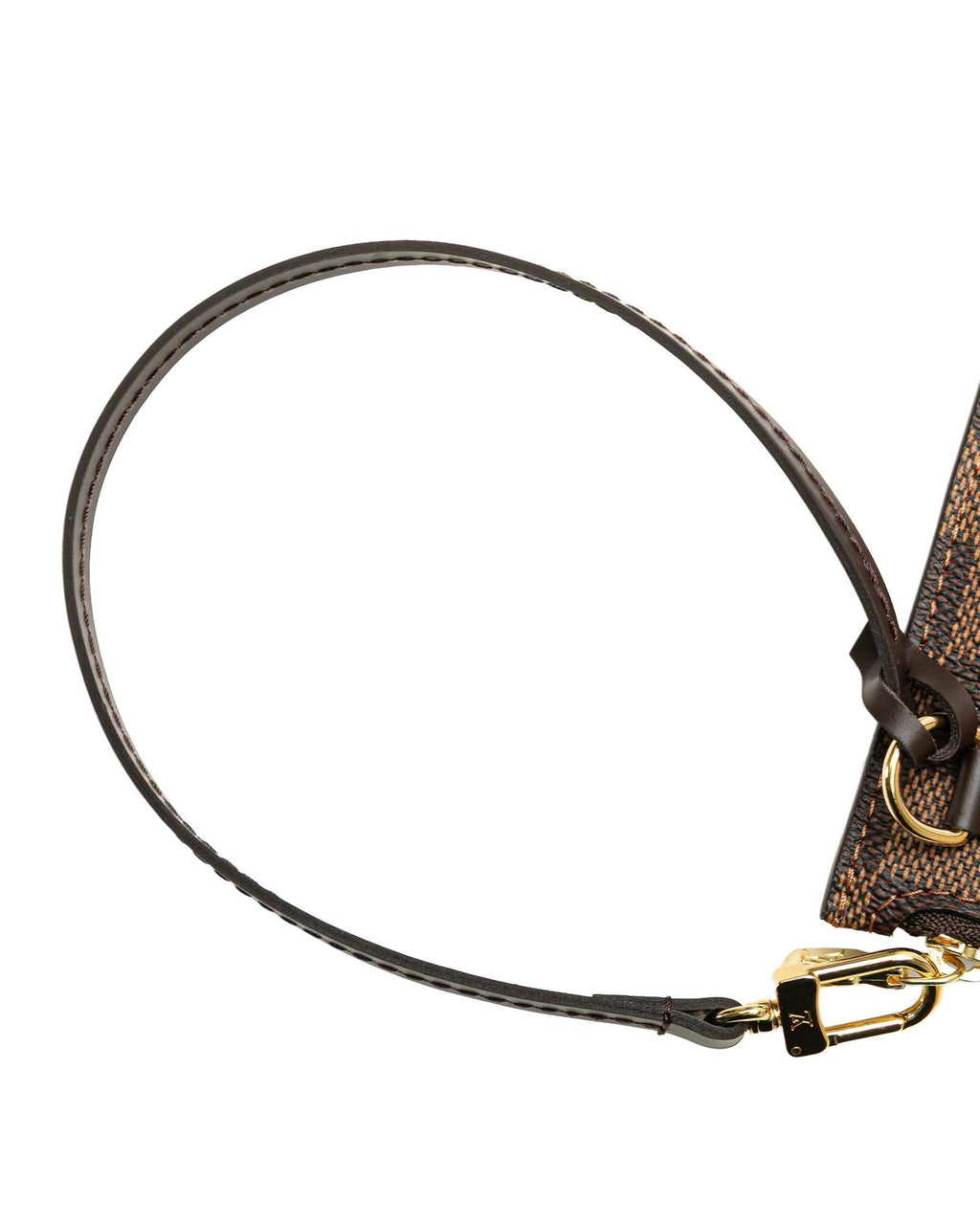 Damier Canvas Pouch with Leather Wrist Strap and Interior Pocket