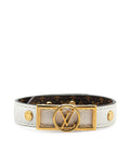 Reversible Leather and Monogram Wrap Bracelet with Gold-Tone Hardware