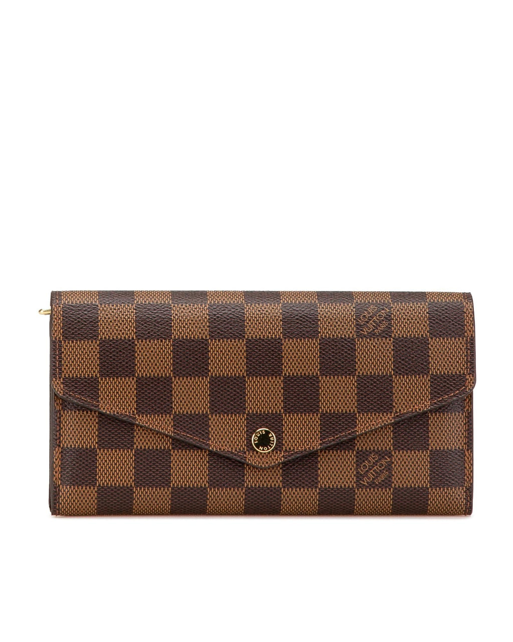 Damier Ebene Canvas Wallet with Snap Button Closure and Multiple Pockets