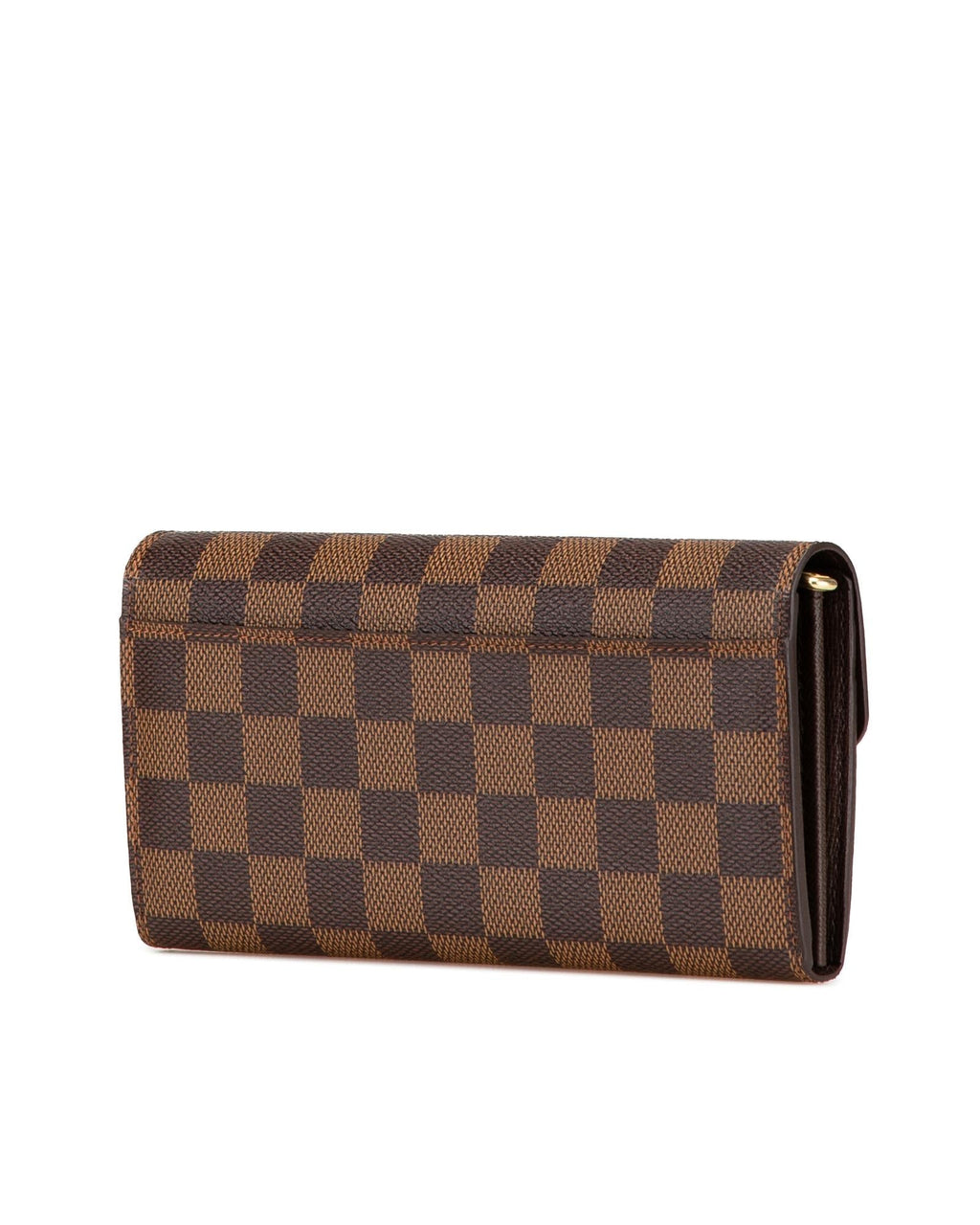 Damier Ebene Canvas Wallet with Snap Button Closure and Multiple Pockets