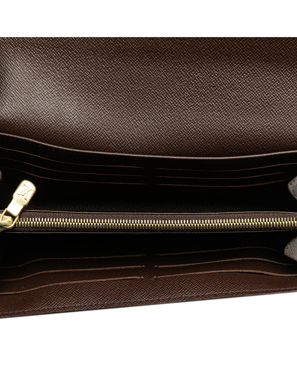 Damier Ebene Canvas Wallet with Snap Button Closure and Multiple Pockets