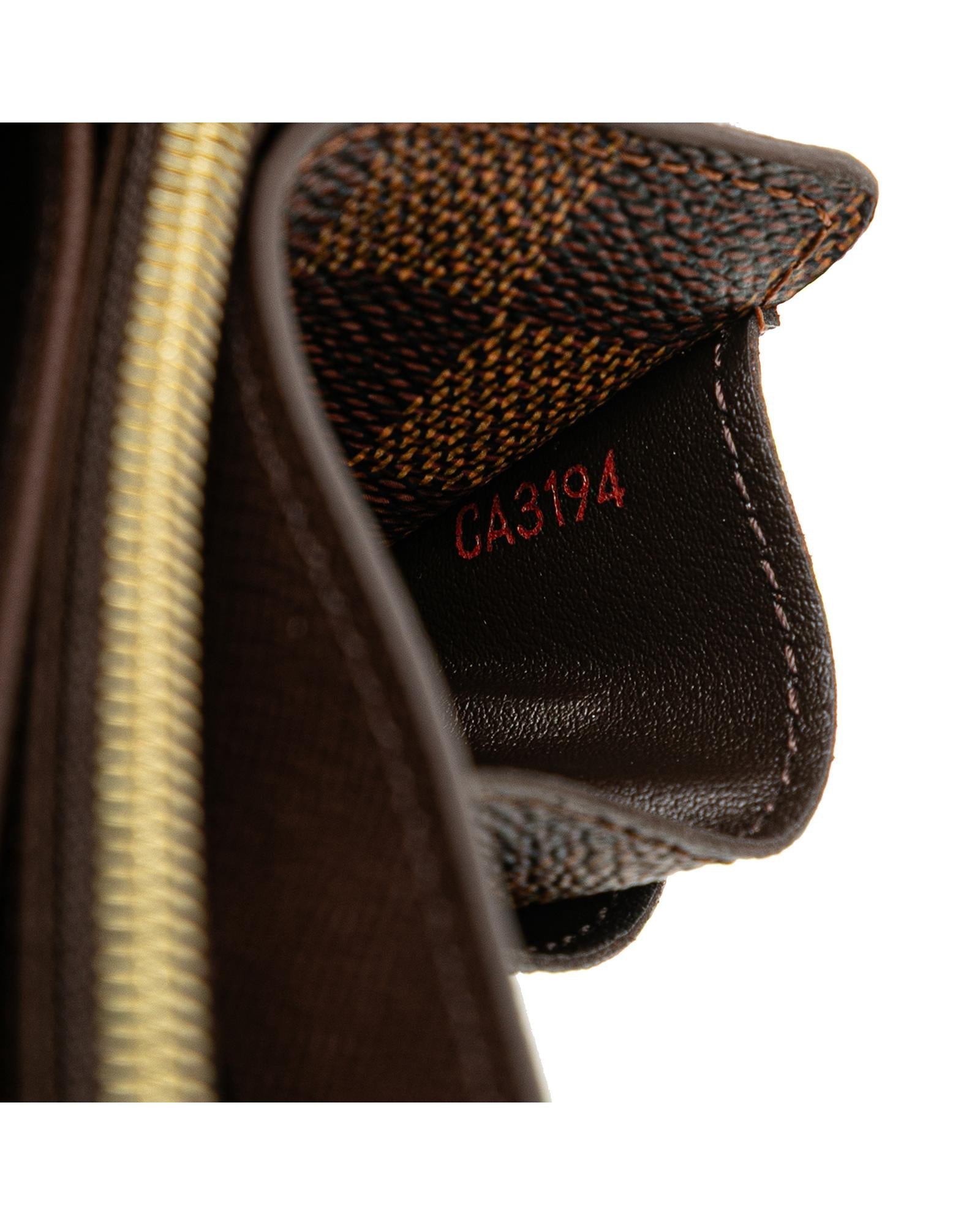 Damier Ebene Canvas Wallet with Snap Button Closure and Multiple Pockets
