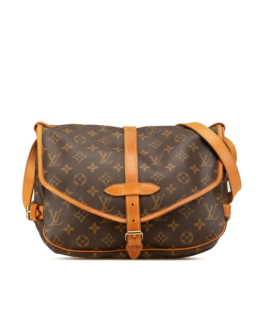 Monogram Canvas Shoulder Bag with Leather Trim