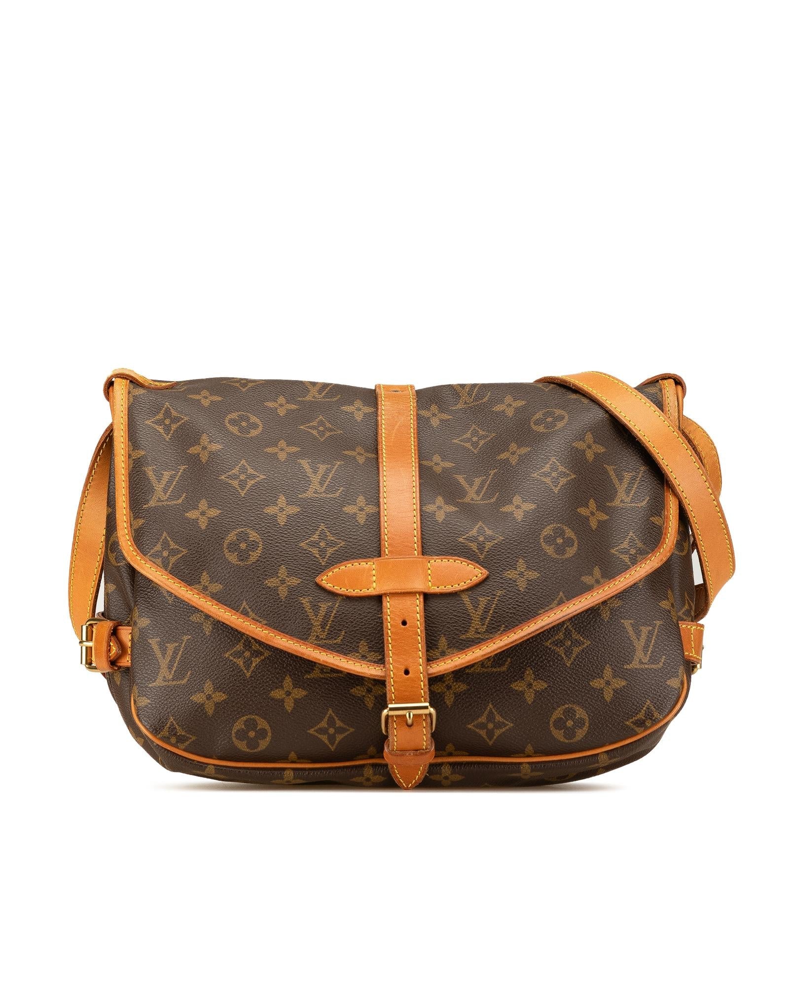 Monogram Canvas Shoulder Bag with Leather Trim