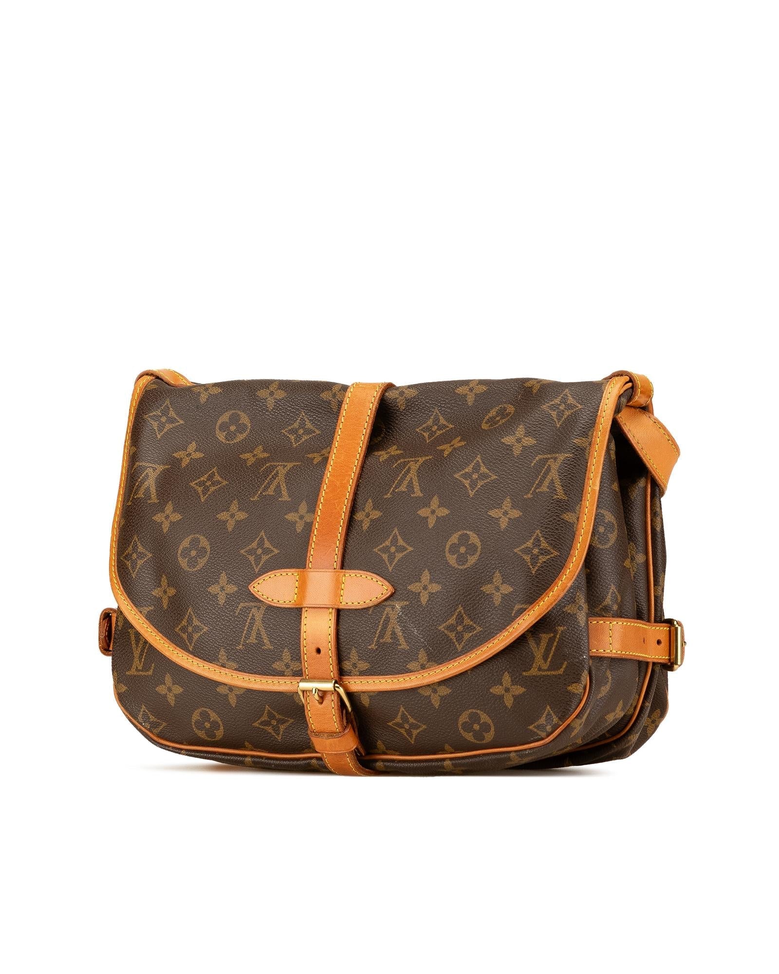 Monogram Canvas Shoulder Bag with Leather Trim