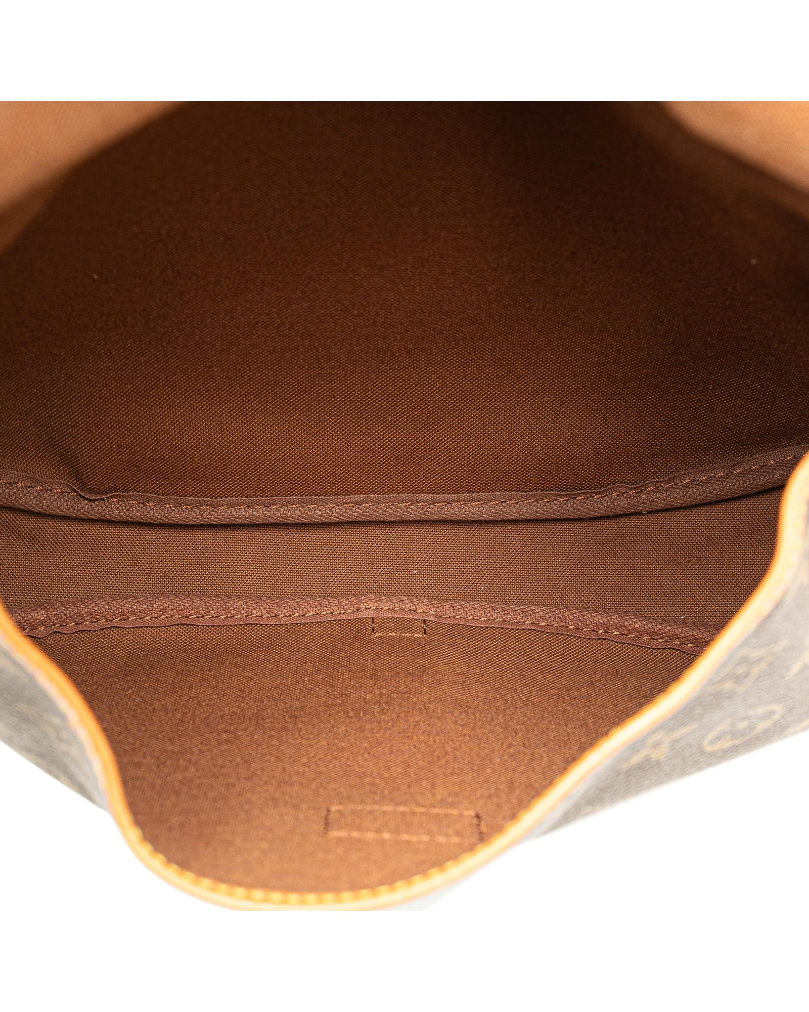 Monogram Canvas Shoulder Bag with Leather Trim
