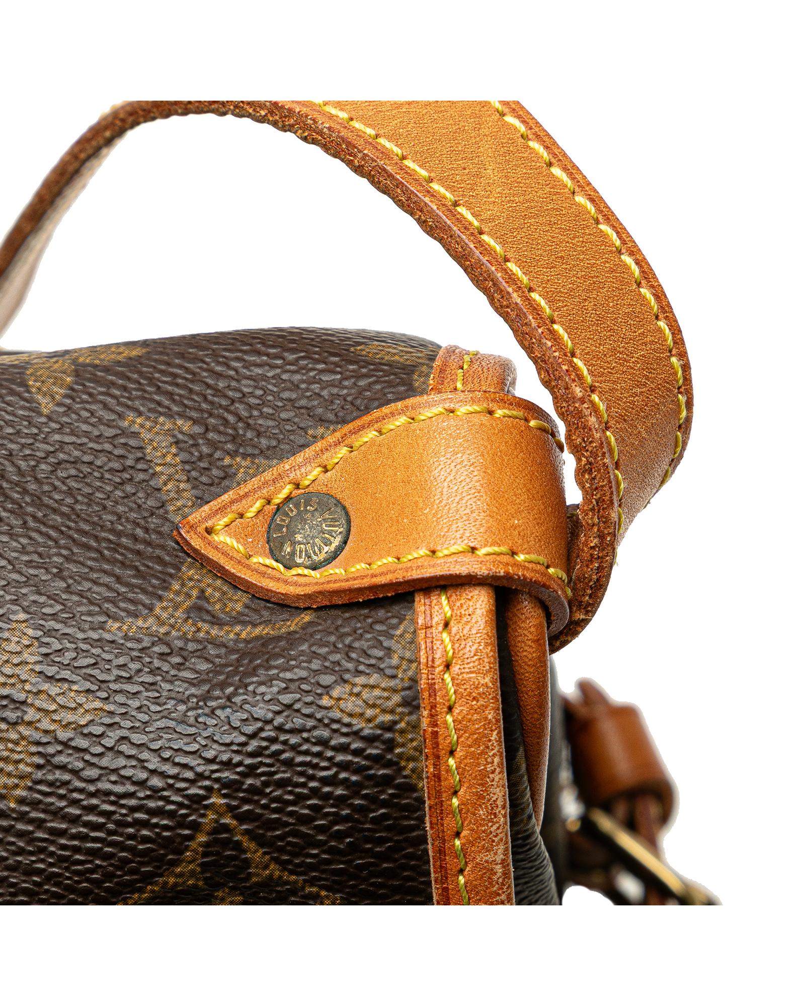 Monogram Canvas Shoulder Bag with Leather Trim