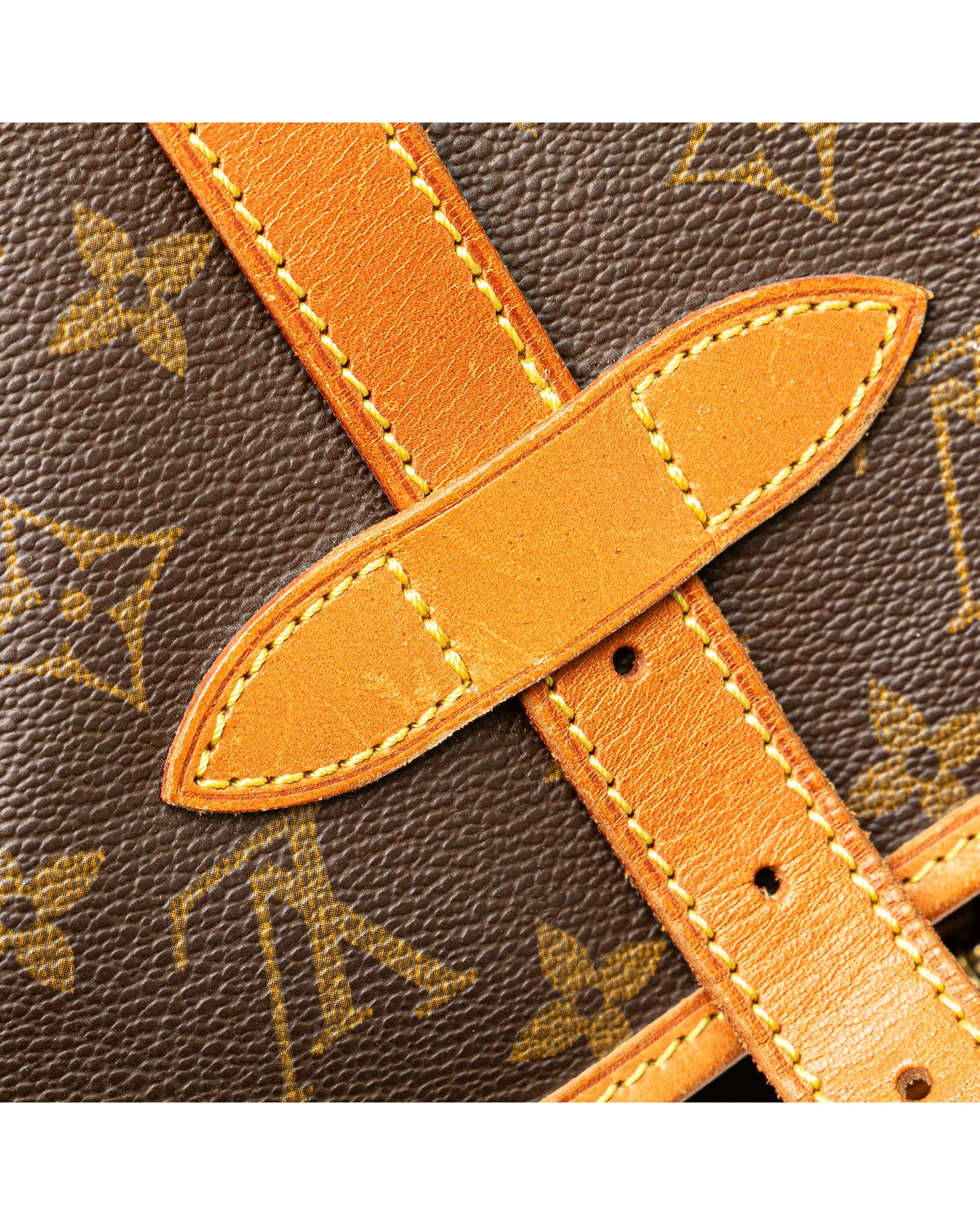 Monogram Canvas Shoulder Bag with Leather Trim