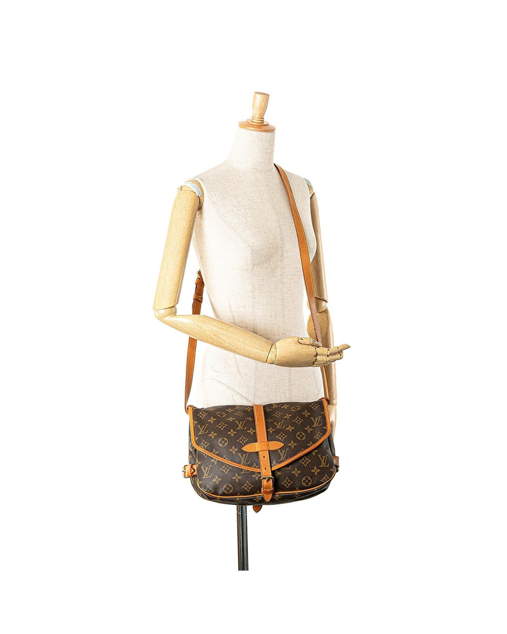 Monogram Canvas Shoulder Bag with Leather Trim