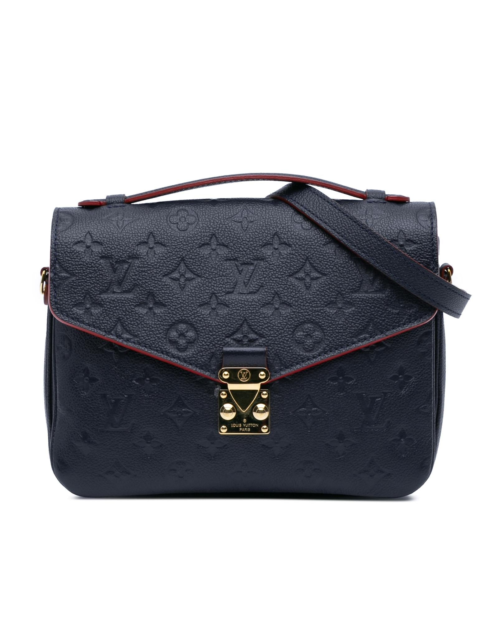 Monogram Empreinte Leather Pochette Metis with S-Lock Closure and Detachable Strap