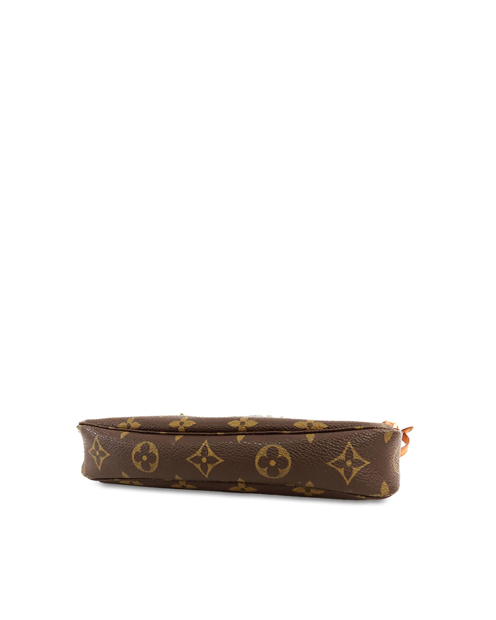 Monogram Canvas Pochette with Leather Strap and Zip Closure